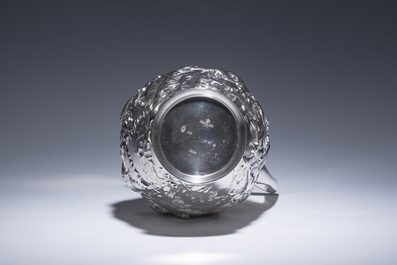 A Danish silver Art Nouveau jug with relief design of a spider's web, Niels Georg Henriksen for A. Michelsen, Copenhagen, dated 1898
