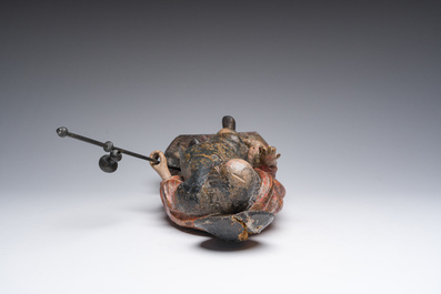 Saint Roch accompagn&eacute; d'un ange et d'un chien en bois sculpt&eacute; et polychrom&eacute;, Flandres, 17&egrave;me si&egrave;cle