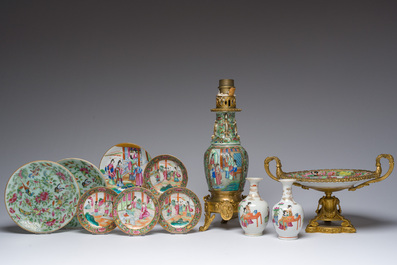 Onze pi&egrave;ces en porcelaine de Chine famille rose de Canton, 19&egrave;me si&egrave;cle