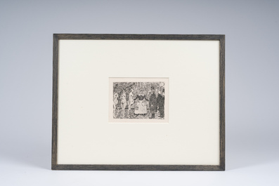 James Ensor (1860-1949): Les vieux polissons, eau forte, dat&eacute; 1895