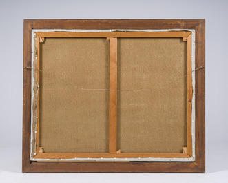 Paul Permeke (1918-1990): Soleil rougeoyant sur la campagne enneig&eacute;e, huile sur toile