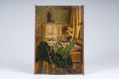 Willem Geets (1838-1919): 'Johanna van der Gheynst en haar dochtertje', huile sur panneau, modello, [1885]