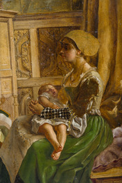 Willem Geets (1838-1919): 'Johanna van der Gheynst en haar dochtertje', huile sur panneau, modello, [1885]