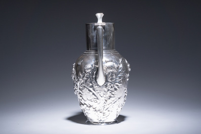 A Danish silver Art Nouveau jug with relief design of a spider's web, Niels Georg Henriksen for A. Michelsen, Copenhagen, dated 1898