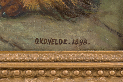 O. Van de Velde (19&egrave;me/20&egrave;me si&egrave;cle): Meilleurs amis, huile sur toile, dat&eacute; 1898