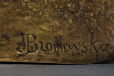 Janina Broniewska (1886-1947): Plaque en bronze avec le portrait de profil de Jozef Pilsudski en relief