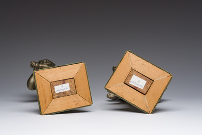 Paire de ch&eacute;rubins en bois sculpt&eacute;, argent&eacute; et dor&eacute;, 18&egrave;me/19&egrave;me si&egrave;cle