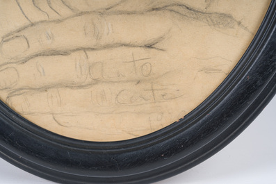 Ecole belge, suiveur d'Anto Carte (1886-1954): &Eacute;tude de portrait d'homme, crayon sur papier, Charleroi, dat&eacute; 1920