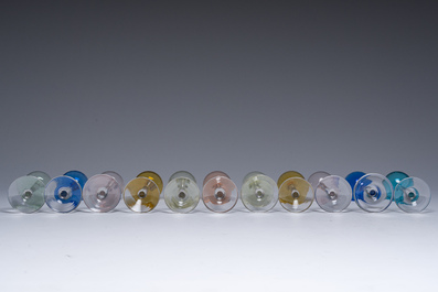 Eleven partly coloured glasses, probably Peter Behrens (1868-1940) for the glass factory Benedikt von Poschinger, ca. 1900