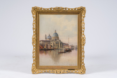 Karl Kaufmann (1843-1905): View of the Santa Maria della Salute in Venice, oil on panel, dated (18)99