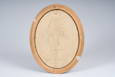 Ecole belge, suiveur d'Anto Carte (1886-1954): &Eacute;tude de portrait d'homme, crayon sur papier, Charleroi, dat&eacute; 1920