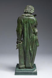 Ferdinando de Luca (19&egrave;me/20&egrave;me si&egrave;cle): Ludwig van Beethoven, bronze &agrave; patine verte sur un socle en marbre vert de mer, 20&egrave;me si&egrave;cle