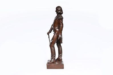 Paul Dubois (1829-1905): 'L&eacute;on Pilet', bronze &agrave; patine brune
