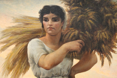 Hector Le Roux (1829-1900): La r&eacute;colte, huile sur toile