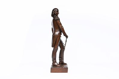 Paul Dubois (1829-1905): 'L&eacute;on Pilet', bronze &agrave; patine brune