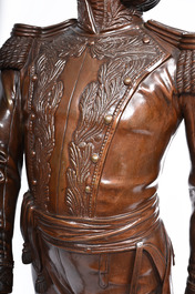 Paul Dubois (1829-1905): 'L&eacute;on Pilet', bronze &agrave; patine brune