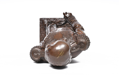 Paul Dubois (1829-1905): 'L&eacute;on Pilet', bronze &agrave; patine brune