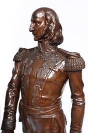 Paul Dubois (1829-1905): 'L&eacute;on Pilet', bronze &agrave; patine brune