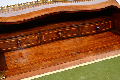 A French Louis XV style gilt bronze mounted ladies' writing desk with rich marquetry, 19th C.