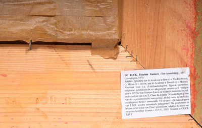 Evarist De Buck (1892-1974): Dur travail au cr&eacute;puscule, huile sur toile, dat&eacute; 1916