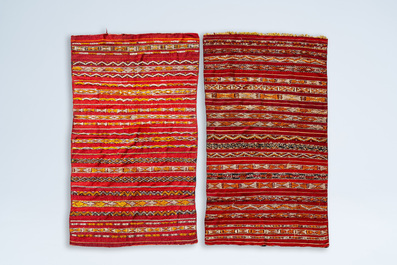 Two Moroccan Zemmour kilim carpets, wool on cotton, 20th C.