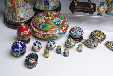 A large and varied collection of Chinese cloisonn&eacute; figures, animals, incense burners and vases, 20th C.