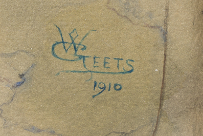 Willem Geets (1838-1919), apr&egrave;s Lawrence Alma-Tadema (1836-1912): Dame au repos, aquarelle sur papier, dat&eacute; 1910