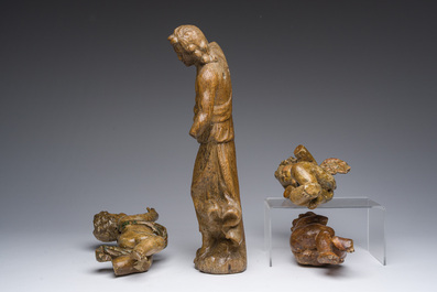 Quatre angelots en bois sculpt&eacute;, 17&egrave;me/18&egrave;me si&egrave;cle