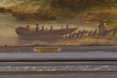 &Eacute;cole hollandaise, &agrave; la mani&egrave;re de Dirck Verhaert (1610-1680): Paysage avec une ruine de ch&acirc;teau, huile sur panneau, 18&egrave;me si&egrave;cle