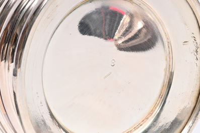 Service &agrave; caf&eacute; et &agrave; th&eacute; de quatre pi&egrave;ces en m&eacute;tal argent&eacute; aux montures en bois, France, 20&egrave;me si&egrave;cle