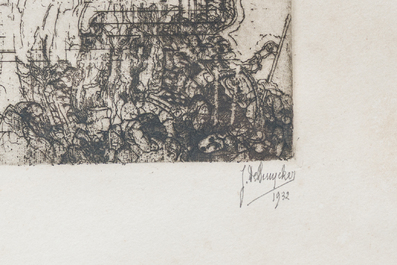 Jules De Bruycker (1870-1945): 'La Cath&eacute;drale d'Amiens France', eau-forte, dat&eacute; 1932