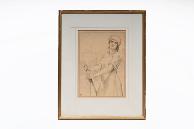 Armand Rassenfosse (1862-1934): 'Hiercheuse', lithographie en couleurs, dat&eacute; 1917