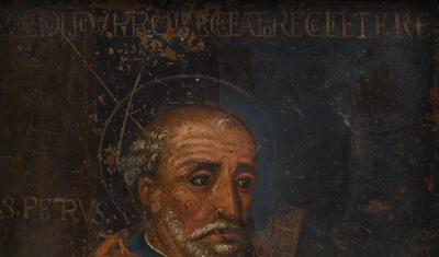 &Eacute;cole d'Europe du Sud: Saint Pierre, huile sur cuivre, 18&egrave;me si&egrave;cle