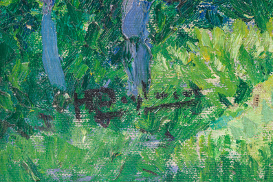 Henri Deglume (1865-1940): All&eacute;e dans un paysage ensoleill&eacute;, huile sur toile