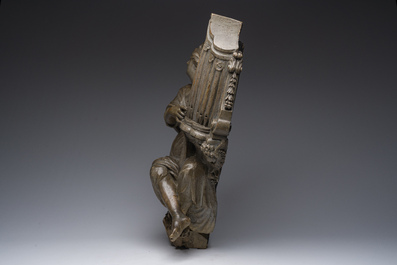 Figure de Sainte C&eacute;cile en bois patin&eacute;, Flandres, 18&egrave;me si&egrave;cle