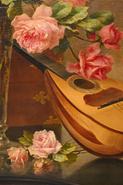 Paul Schouten (1860-1922): Paysage forestier, huile sur toile &amp; Charles De Naeyer (19e/20e si&egrave;cle): Nature morte, huile sur toile