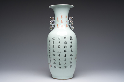 Vase en porcelaine de Chine qianjiang cai &agrave; d&eacute;cor d'immortels, 19&egrave;me si&egrave;cle