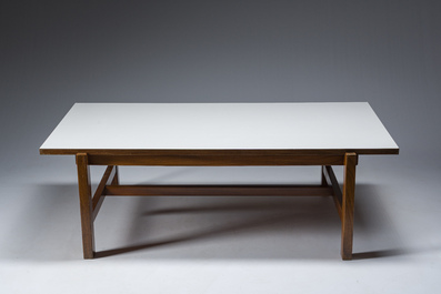 Cees Braakman (1917-1995): Teak wooden and white formica coffee table for Pastoe, third quarter 20th C.