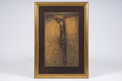 Oscar Colbrandt (1879-1959): Le Christ en croix, fusain sur papier