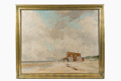 &Eacute;cole belge: 'H&ocirc;tel du Kursaal' &agrave; La Panne, huile sur toile, 19&egrave;me/20&egrave;me si&egrave;cle
