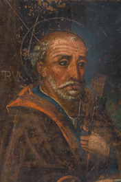 &Eacute;cole d'Europe du Sud: Saint Pierre, huile sur cuivre, 18&egrave;me si&egrave;cle