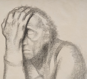 K&auml;the Kollwitz (1867-1945): 'Nachdenkende Frau', lithographie, [1920]