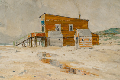 &Eacute;cole belge: 'H&ocirc;tel du Kursaal' &agrave; La Panne, huile sur toile, 19&egrave;me/20&egrave;me si&egrave;cle