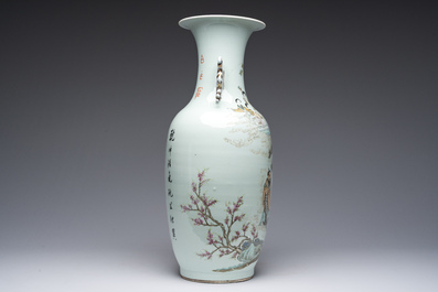 Vase en porcelaine de Chine qianjiang cai &agrave; d&eacute;cor d'immortels, 19&egrave;me si&egrave;cle