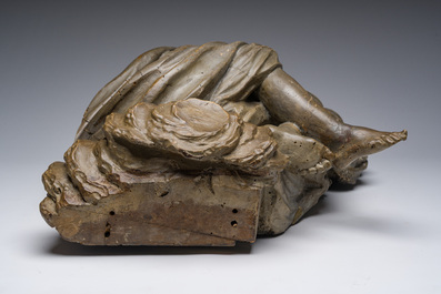 Figure de Sainte C&eacute;cile en bois patin&eacute;, Flandres, 18&egrave;me si&egrave;cle