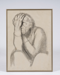 K&auml;the Kollwitz (1867-1945): 'Nachdenkende Frau', lithographie, [1920]