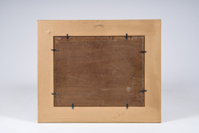 Zacharie Noterman (1824-1890): Trois chiens et un geai, huile sur panneau, dat&eacute; 1878