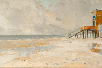 &Eacute;cole belge: 'H&ocirc;tel du Kursaal' &agrave; La Panne, huile sur toile, 19&egrave;me/20&egrave;me si&egrave;cle