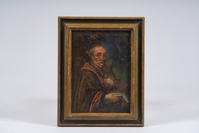 &Eacute;cole d'Europe du Sud: Saint Pierre, huile sur cuivre, 18&egrave;me si&egrave;cle