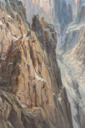 Paul Dillens (1874-1965): Paysage de montagne enneig&eacute;, huile sur toile